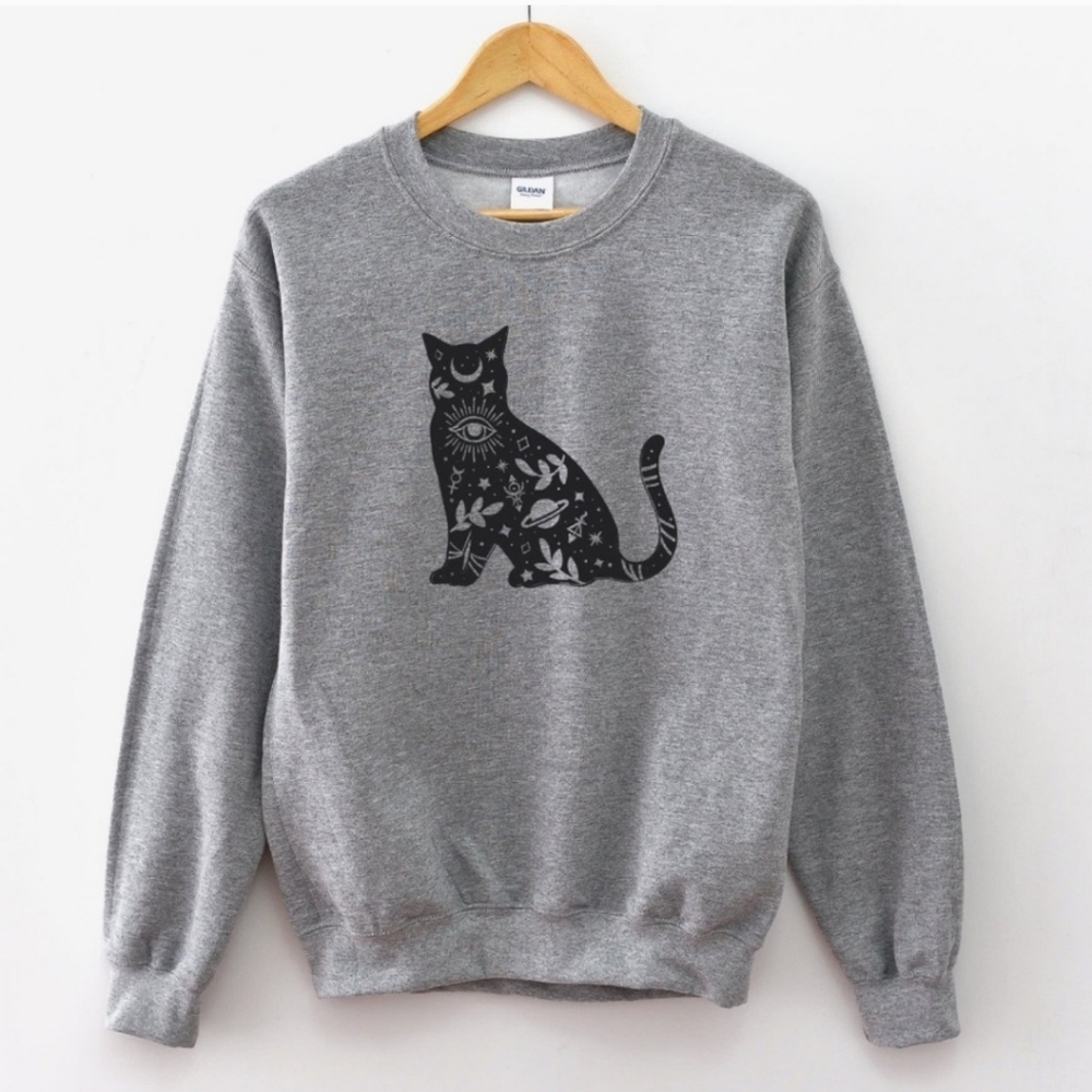 Mystical Cat Halloween Sweatshirt •